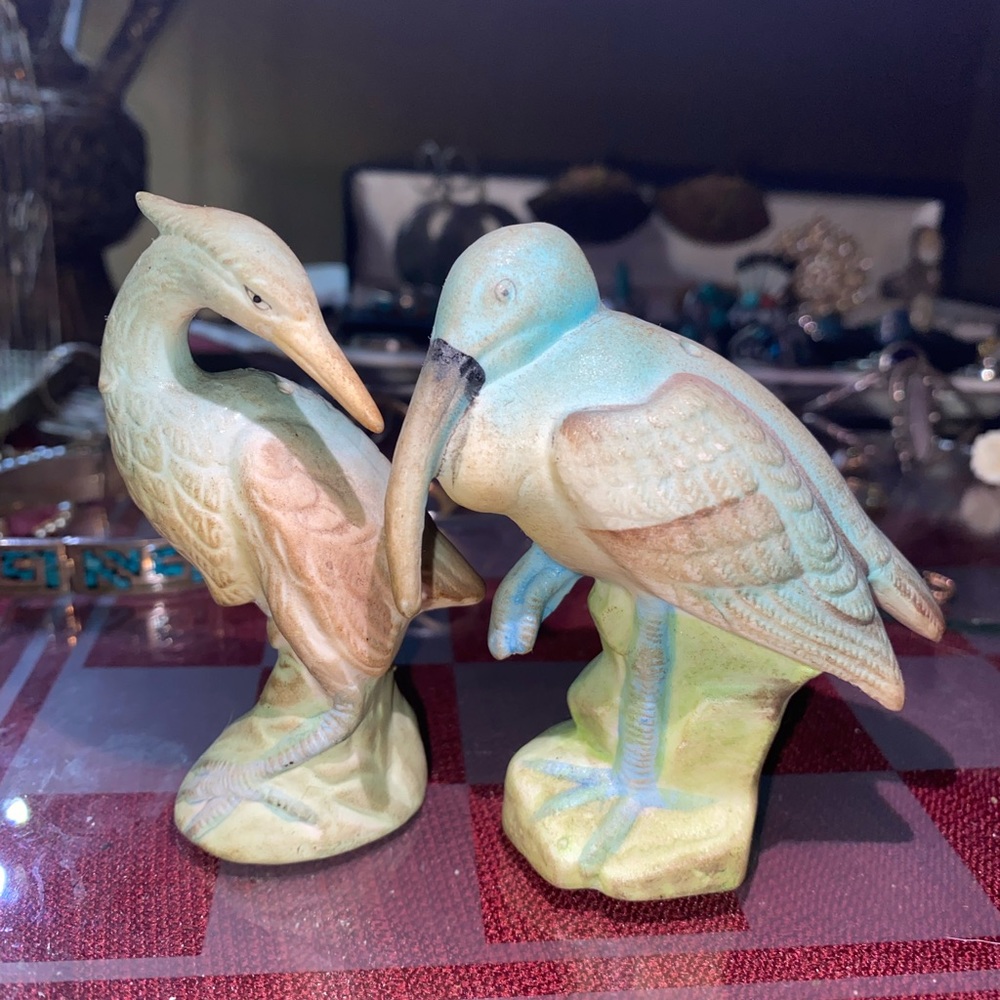 Vintage salt and pepper shakers cranes occupied Japan porcelain